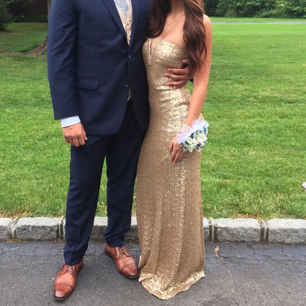 Gold sequin evening gown